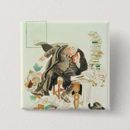 Het overzicht van de satirische Cartoon van Sanity Vierkante Button 5,1 Cm (Voorkant)