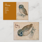HET OWL-Monogram, antiek geel Visitekaartje (Voorkant / Achterkant)