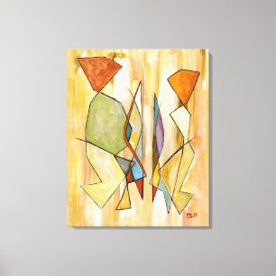 Het paar beige Abstracte hedendaagse kunst Canvas Afdruk