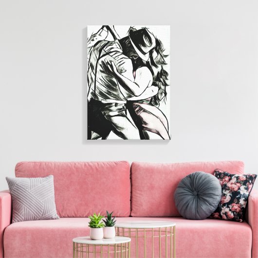 Het paar dansen, zwart-wit canvas print, (Insitu (Woonkamer))