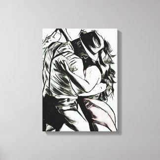 Het paar dansen, zwart-wit canvas print,