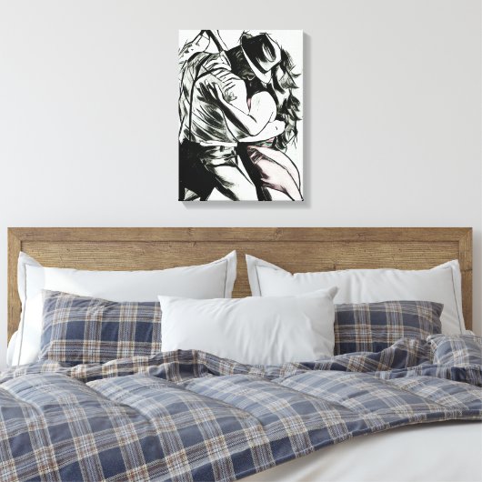 Het paar dansen, zwart-wit canvas print, afdruk (Insitu (Slaapkamer))