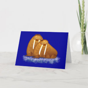 Het Paar die van walrussen op het wenskaart van de Feestdagen Kaart