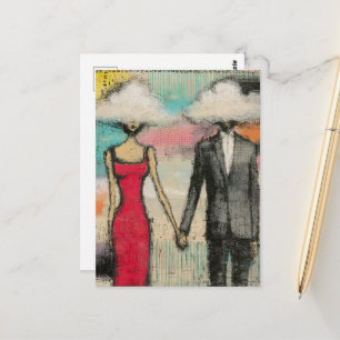 Het Paar Met Hun Hoofd in de Wolken Briefkaart