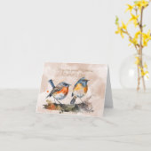 Het paar Robins op een Moederdag van de Tak Kaart (Gele Bloem)