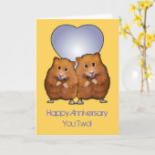 Het Paar van de hamster, Gelukkig Jubileum; Kaart (Gele Bloem)