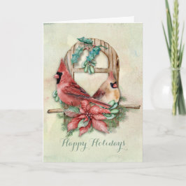 Het Paar van de Kardinalen van de winter met Feestdagen Kaart