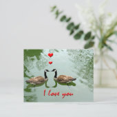 Het Paar van ganzen in Liefde - de "Liefde van I Briefkaart (Staand voorkant)