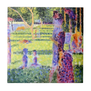 Het Paar van Georges Seurat, Vintage Pointillisme Tegeltje