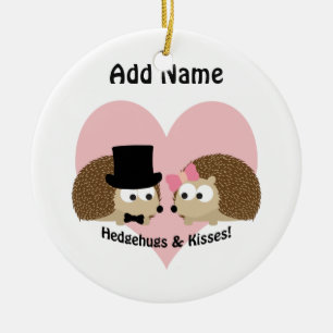 Het Paar van Hedgehugs en van de Egel van Kussen Keramisch Ornament