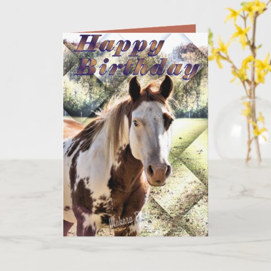 Het Paard Bday van Appie kaart-past aan Kaart (Gele Bloem)