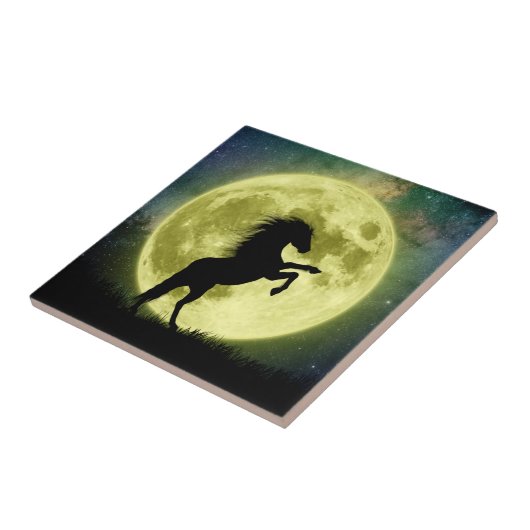 Het paard en de gele maan tegeltje (Zijkant)