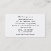 Het paard en de ruiterlogo van de dressuur visitekaartje (Achterkant)