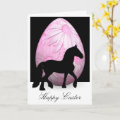 Het Paard en het Roze Ei Gelukkige Pasen van het Kaart (Gele Bloem)