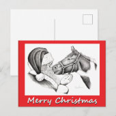 Het Paard en Saanta Claus van Kerstmis Feestdagenkaart (Voorkant / Achterkant)