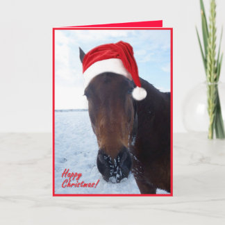 Het paard Gelukkige Kerstkaart van de kerstman - Feestdagen Kaart