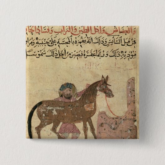 Het paard, illustratie vierkante button 5,1 cm (Voorkant)
