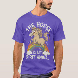 Het paard is mijn geest dier regenboog grappig t-shirt