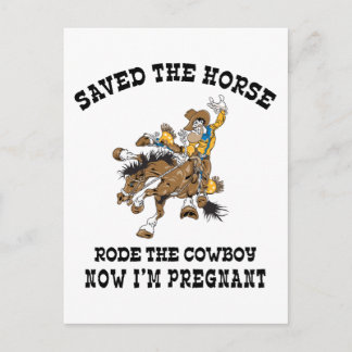 Het paard redde de cowboy zwanger aankondigingskaart