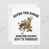 Het paard redde de cowboy zwanger aankondigingskaart (Voorkant / Achterkant)