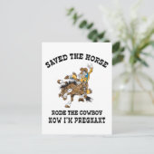 Het paard redde de cowboy zwanger aankondigingskaart (Staand voorkant)