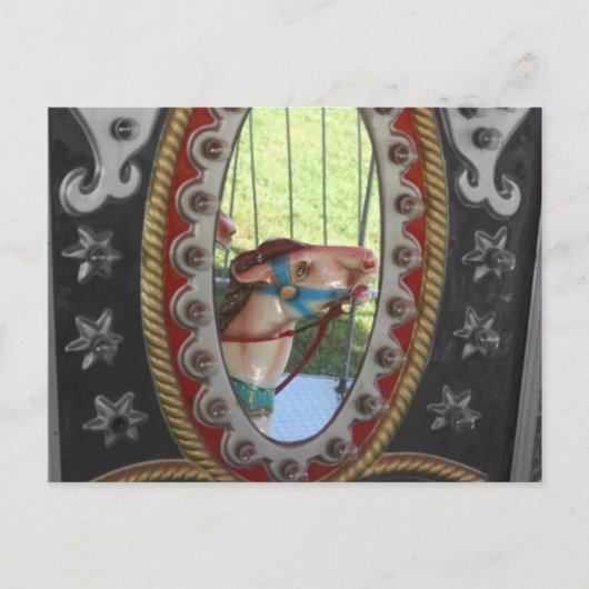 Het Paard van de carrousel in het Zwarte Witte Briefkaart (Voorkant)