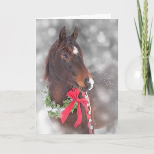 Het Paard van de gift Feestdagen Kaart (Voorkant)
