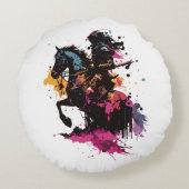 Het paard van Warrior in de waterverf rond Kussen (Achterkant)