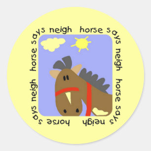 Het paard zegt T-shirts en Giften hinnik Ronde Sticker