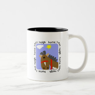 Het paard zegt T-shirts en Giften hinnik Tweekleurige Koffiemok
