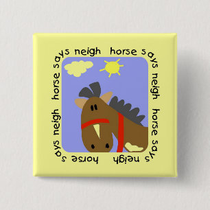 Het paard zegt T-shirts en Giften hinnik Vierkante Button 5,1 Cm