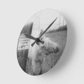 Het paardzwarte & wit van het privé-bezit ronde klok (Hoek)