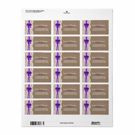 Het Paars Rustige Collectie Etiket (Full Sheet)