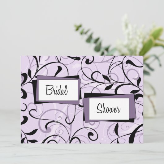 Het paars wervelt de Kaarten van de Uitnodiging (Staand voorkant)