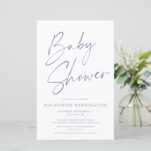 Het Paarse Baby shower van de Lavender van de begr (Staand voorkant)