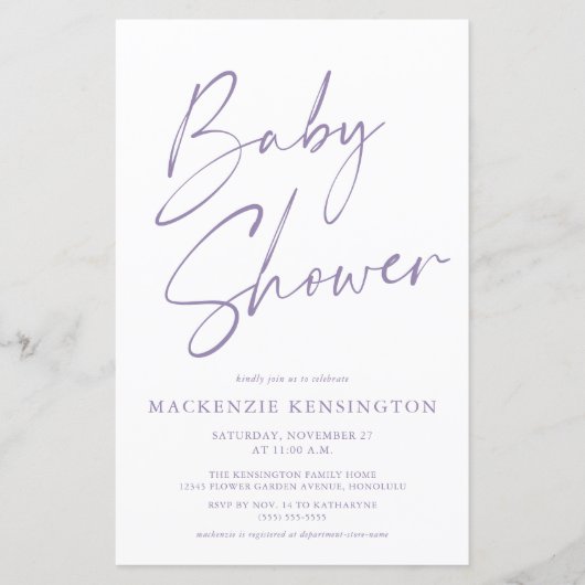 Het Paarse Baby shower van de Lavender van de begr (Voorkant)