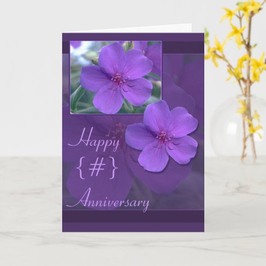 Het paarse BloemenJubileum van de Elegantie Kaart (Gele Bloem)