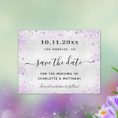 Het paarse budget van het huwelijk sparen de datum flyer