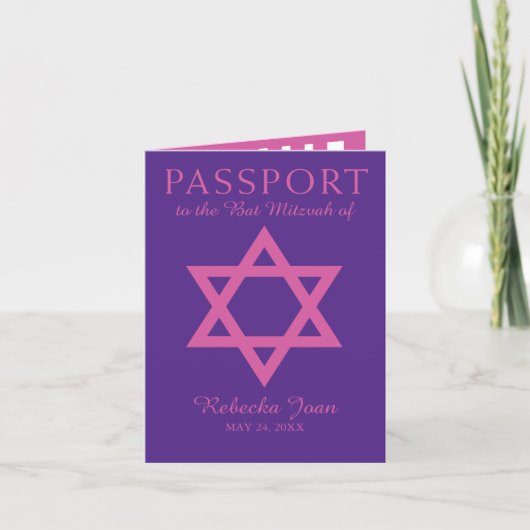 Het paarse en Roze Paspoort van Mitzvah van de (Voorkant)