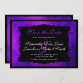 Het Paarse Gothic Weddenschap sparen de Datum Save The Date (Voorkant / Achterkant)