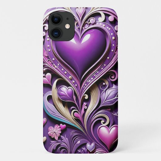 Het paarse hart van de romantiek Case-Mate iPhone case (Achterkant)