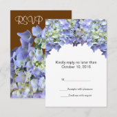 Het paarse Huwelijk RSVP van de Hydrangea Kaartje (Voorkant / Achterkant)