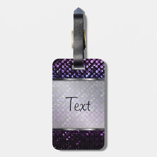 Het Paarse Kristal Bling Strass van het Bagagelabel (Achterkant verticaal)