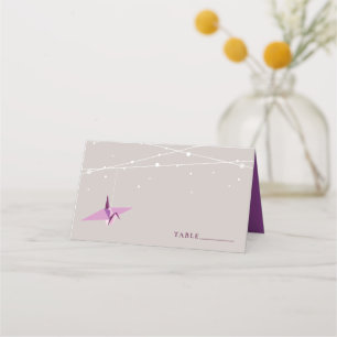 Het Paarse Origami Paper Cranes Asian Wedding Plaatskaartje