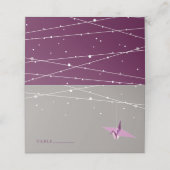 Het Paarse Origami Paper Cranes Asian Wedding Plaatskaartje (Buitenkant ongevouwen)