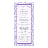 Het Paarse Paisley huwelijksprogramma Reclamekaart (Achterkant)