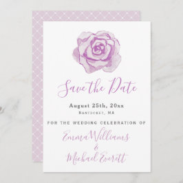 Het Paarse Roos van de Waterverf Wedding sparen de Save The Date