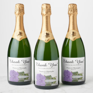 Het Paarse Roos van Lavender Wuwen Dank je wel Sparkling Wijnetiket