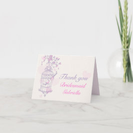 Het paarse roze bruidsmeisje van het vogelhuwelijk bedankkaart