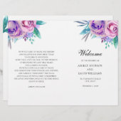 Het Paarse trouwprogramma is gevouwen. Lila bloeme (Voorkant / Achterkant)